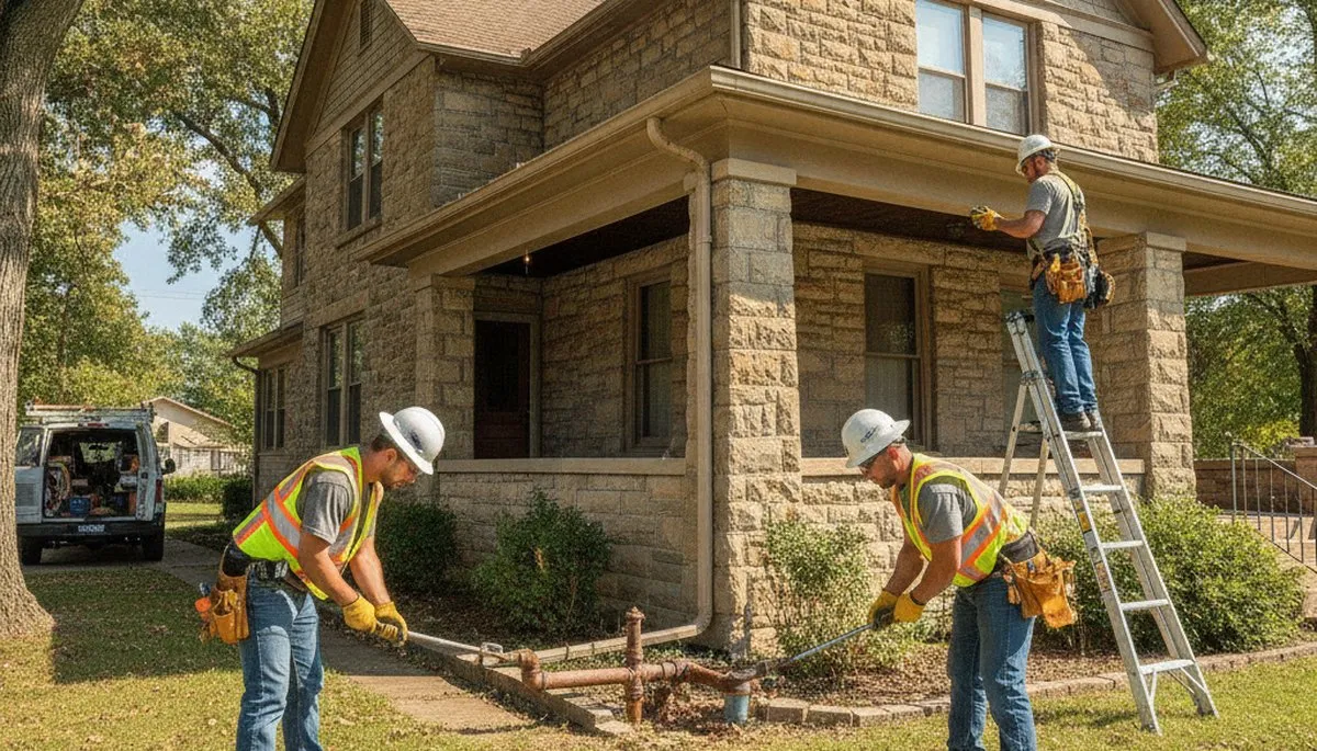 Plumber repairing a plumbing system in Kansas City, KS for residential service calls