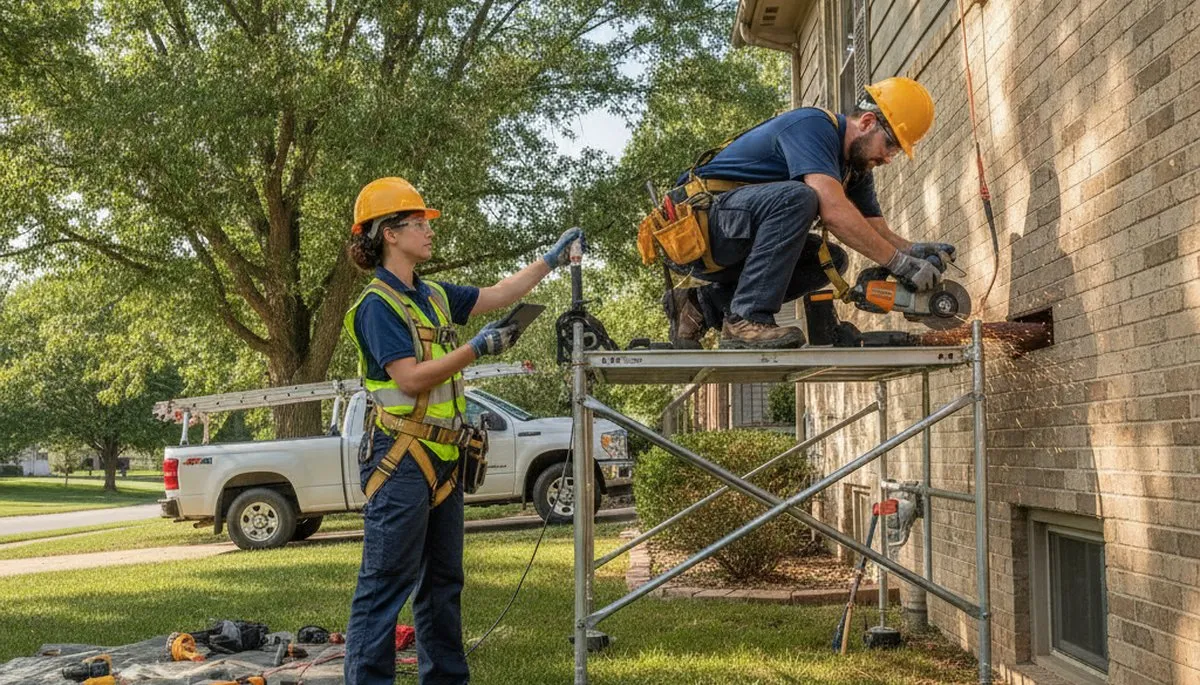 Plumber repairing pipe in Kansas City, KS for fast plumbing repair service