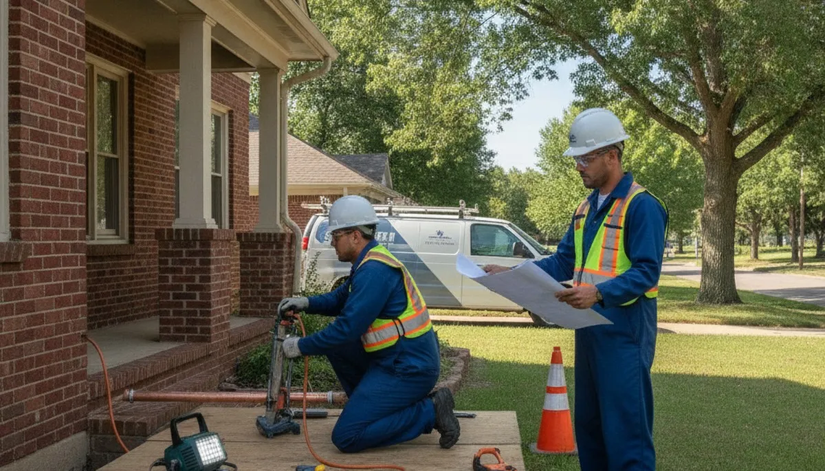 Kansas City, KS plumber repairing a pipe for residential plumbing service