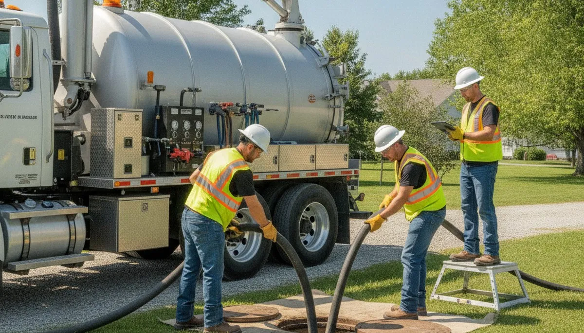Septic pumping service truck for homes in Kansas City, KS by On Call Plumbers