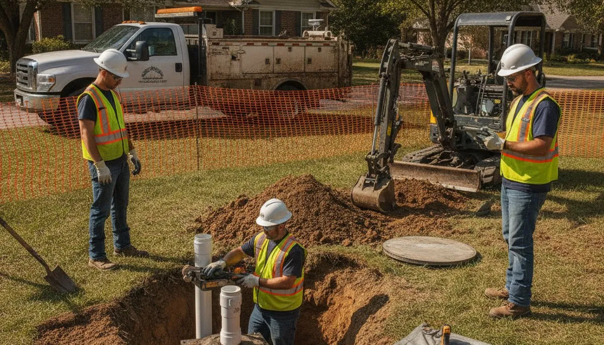 Septic repair service truck in Kansas City, KS for home plumbing inspections