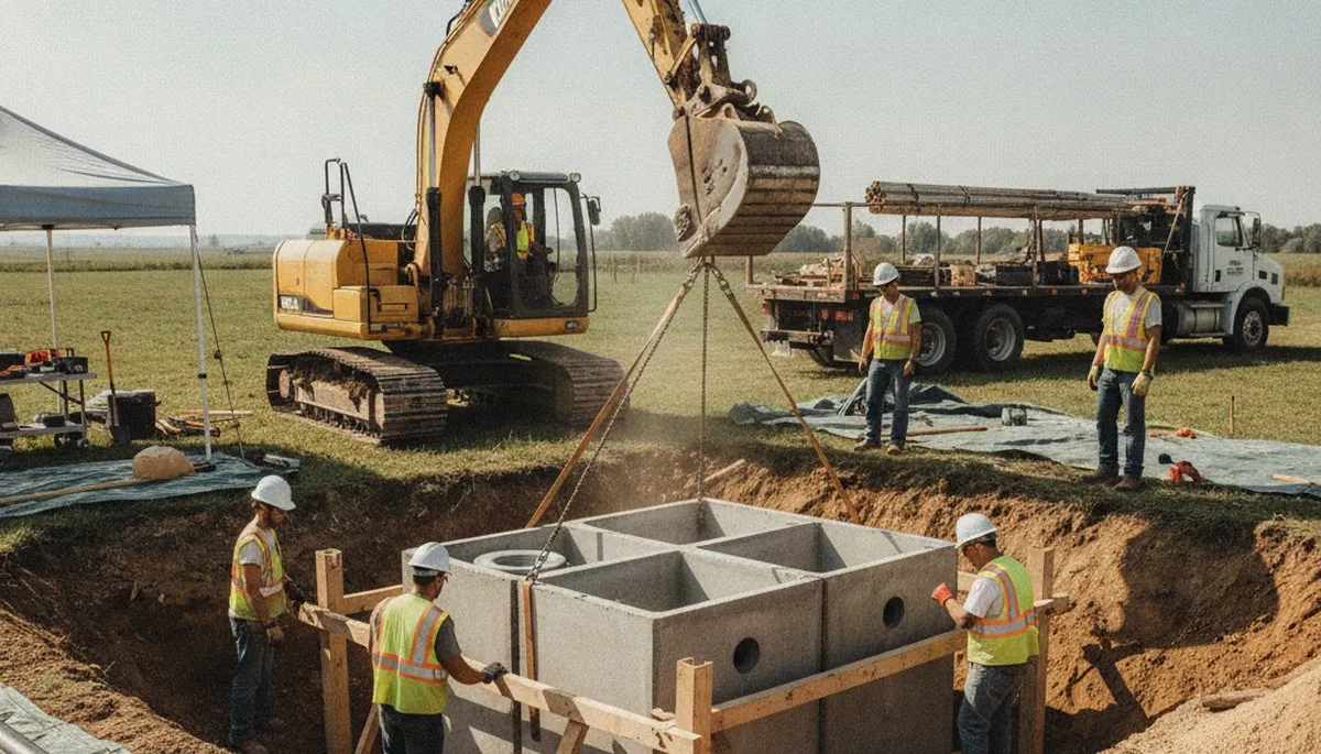 Septic tank installation in Kansas City, KS for a residential plumbing service project