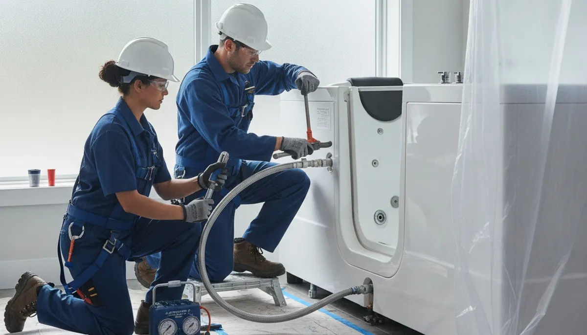 Walk-in tub installation by Kansas City, KS plumbers for safer, more accessible bathing